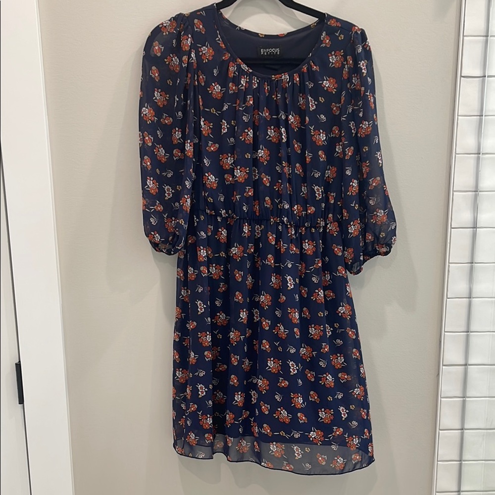 Enfocus 8P Navy Floral dress
